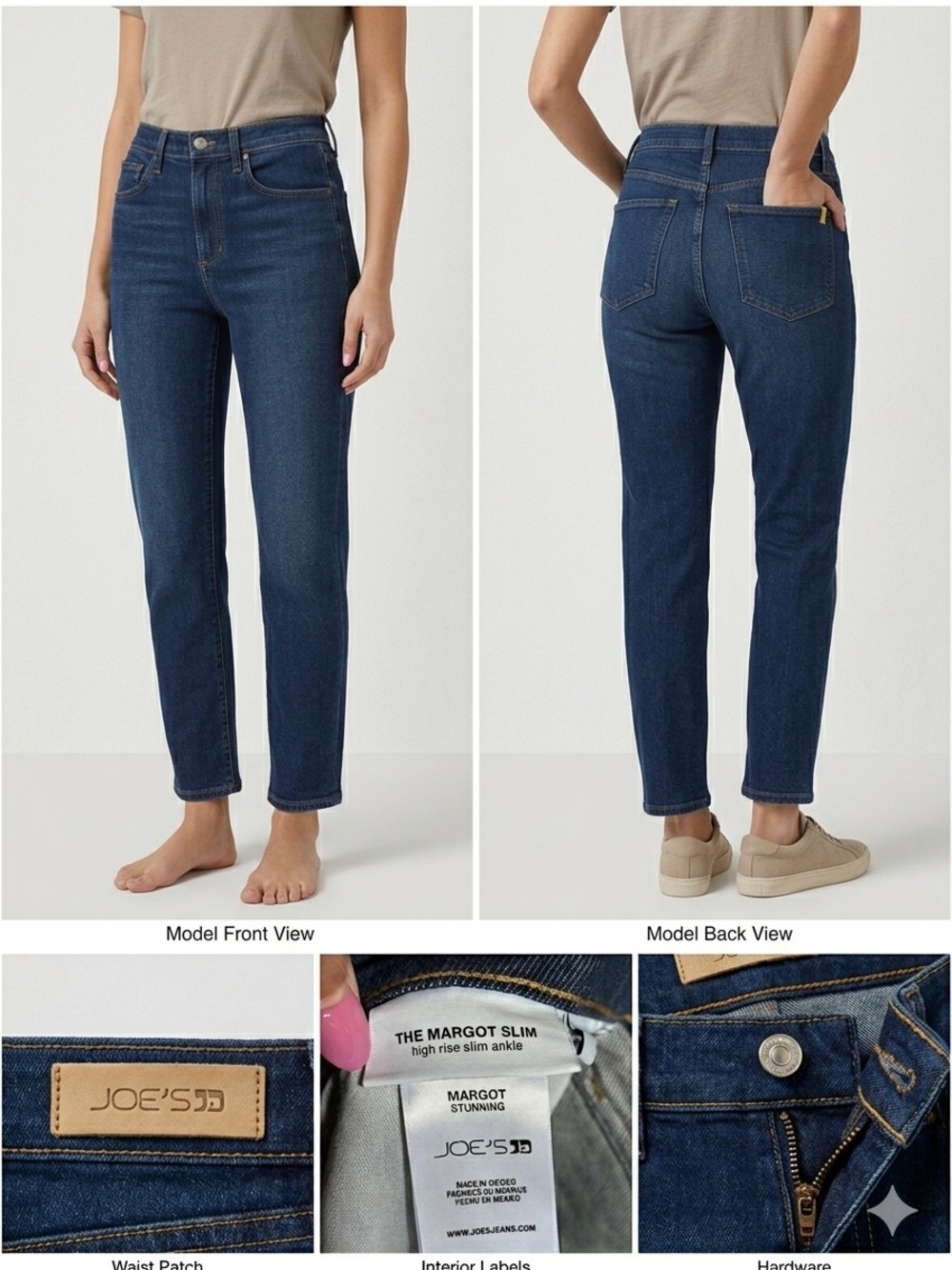 margot High-Rise Slim Jeans in Dark Blue Wash